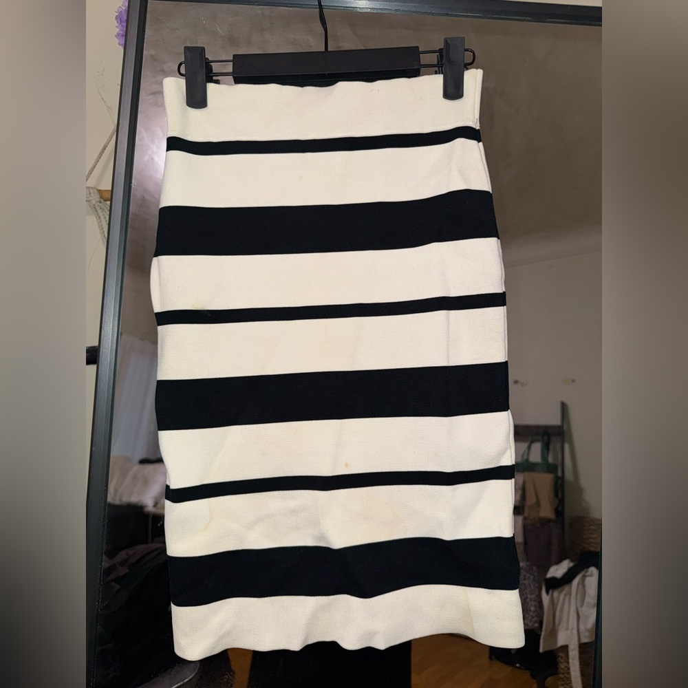 BCBGMaxAzria Black and White Striped Skirt